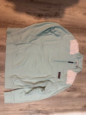 Vineyard Vines Mint Green Quarter-Zip Pullover with White Accents